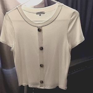 *White ribbed crescent t-shirt